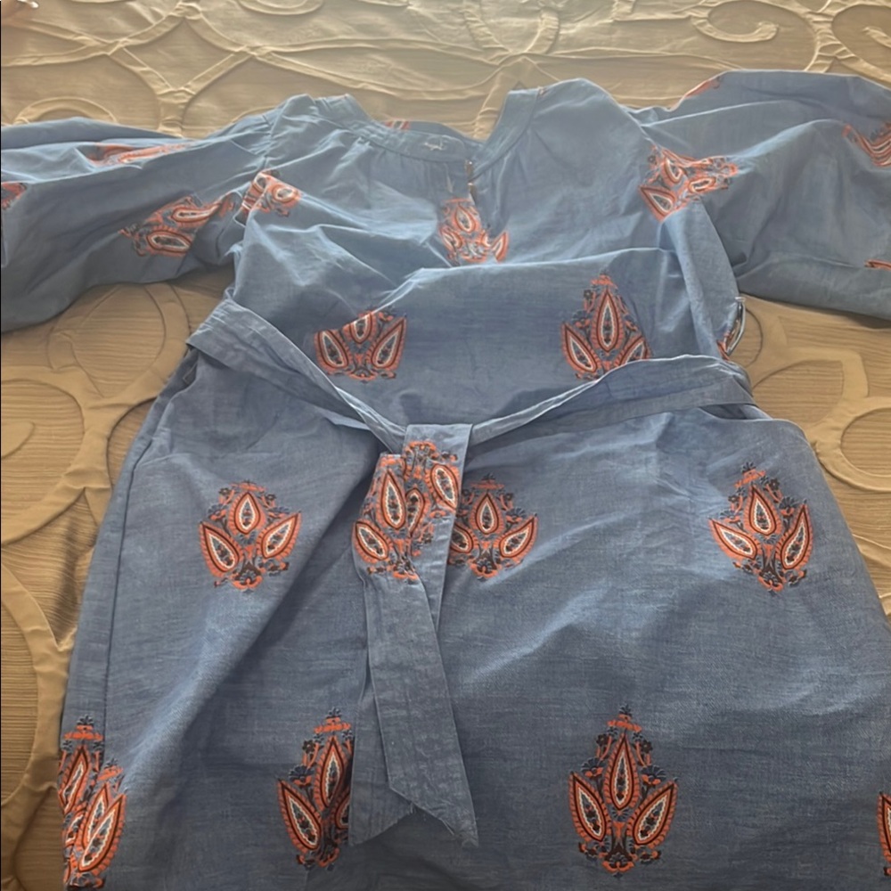 Blue Dress with Orange Paisley Pattern a beauty, worn oncd